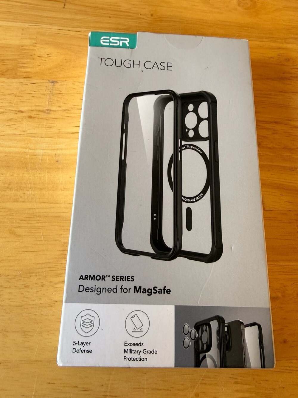 ESR Armor Tough Case with HaloLock for iPhone 15 Pro Max Clear Black